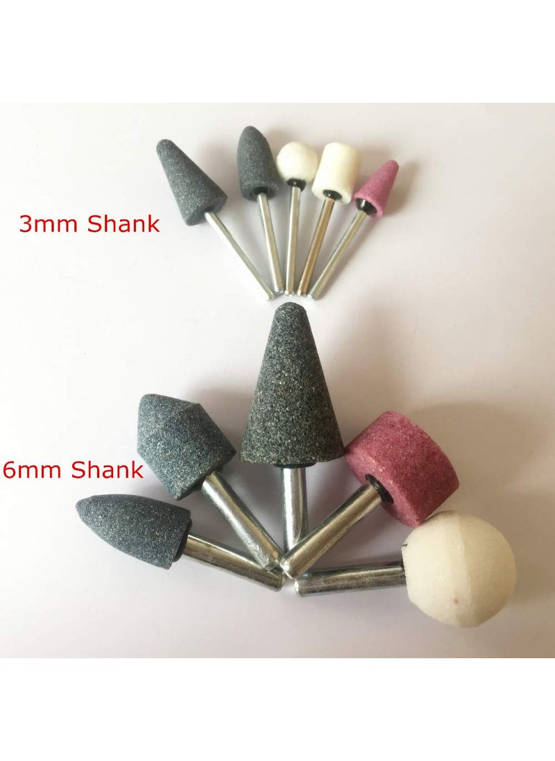 uptodateproducts uptodateproducts 10PcsSet Shank 6mm3mm Mounted Stone Grinding Head Abrasive Drill Rotary Tools Cutting Grinding Head Set For Polishing Machine  - Image 3