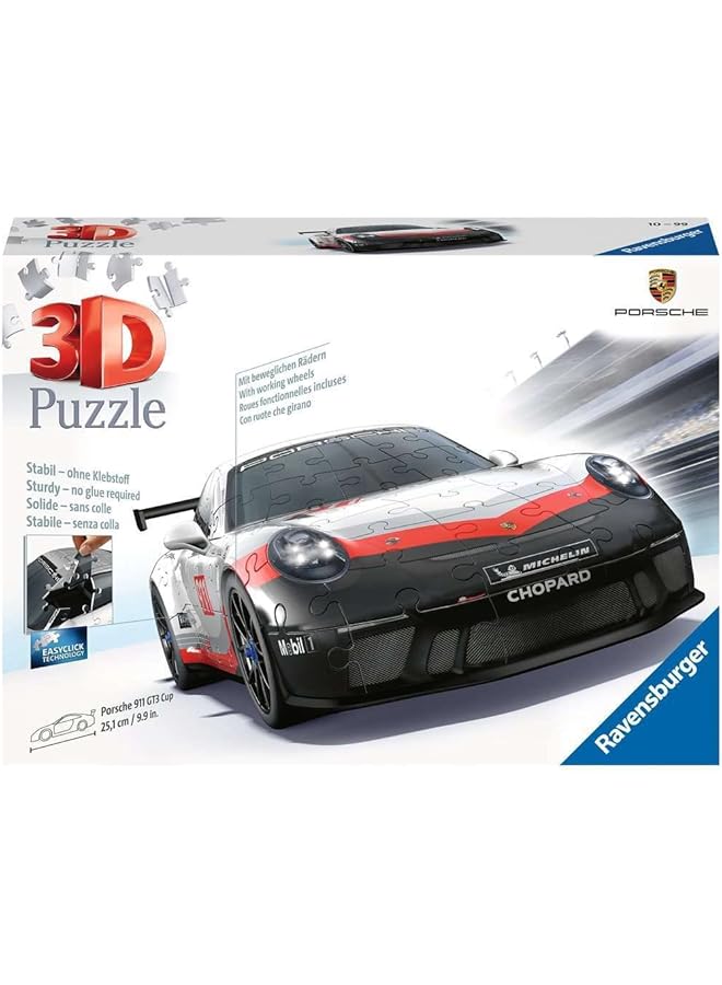 رافنسبورغر 11147 أحجية ثلاثية الأبعاد 108 قطعة بورش 911 جي تي 3 كوب 108 قطعة بانوراما - Image 1