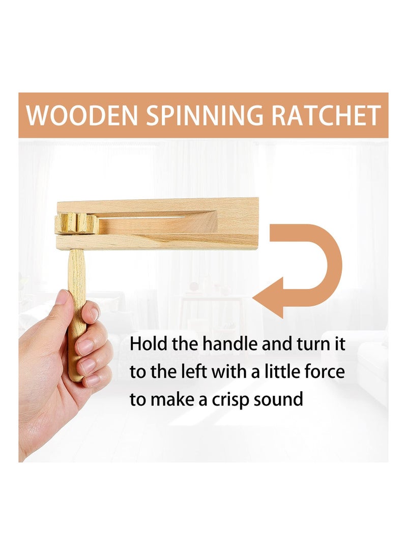 Y&D 4 Pcs Wooden Ratchet Noise Maker Traditional Mexican Rattle Instrument Toy for Birthday Present, Party Favor, Sports Events and Celebrations - Image 4