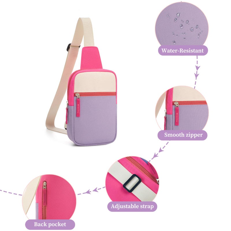 Cotmcor Easter Basket Stuffers for Teens Girls: Fanny Pack Birthday Gift for 8 9 10 11 12 Year Old Teen Girl Trendy Stuff, Preppy Colorblock Crossbody Bag Adjustable Sling Belt Bags Purse for Travel - Image 4