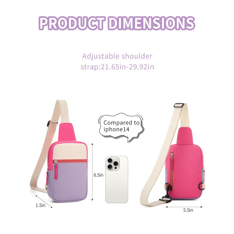 Cotmcor Easter Basket Stuffers for Teens Girls: Fanny Pack Birthday Gift for 8 9 10 11 12 Year Old Teen Girl Trendy Stuff, Preppy Colorblock Crossbody Bag Adjustable Sling Belt Bags Purse for Travel - Image 3