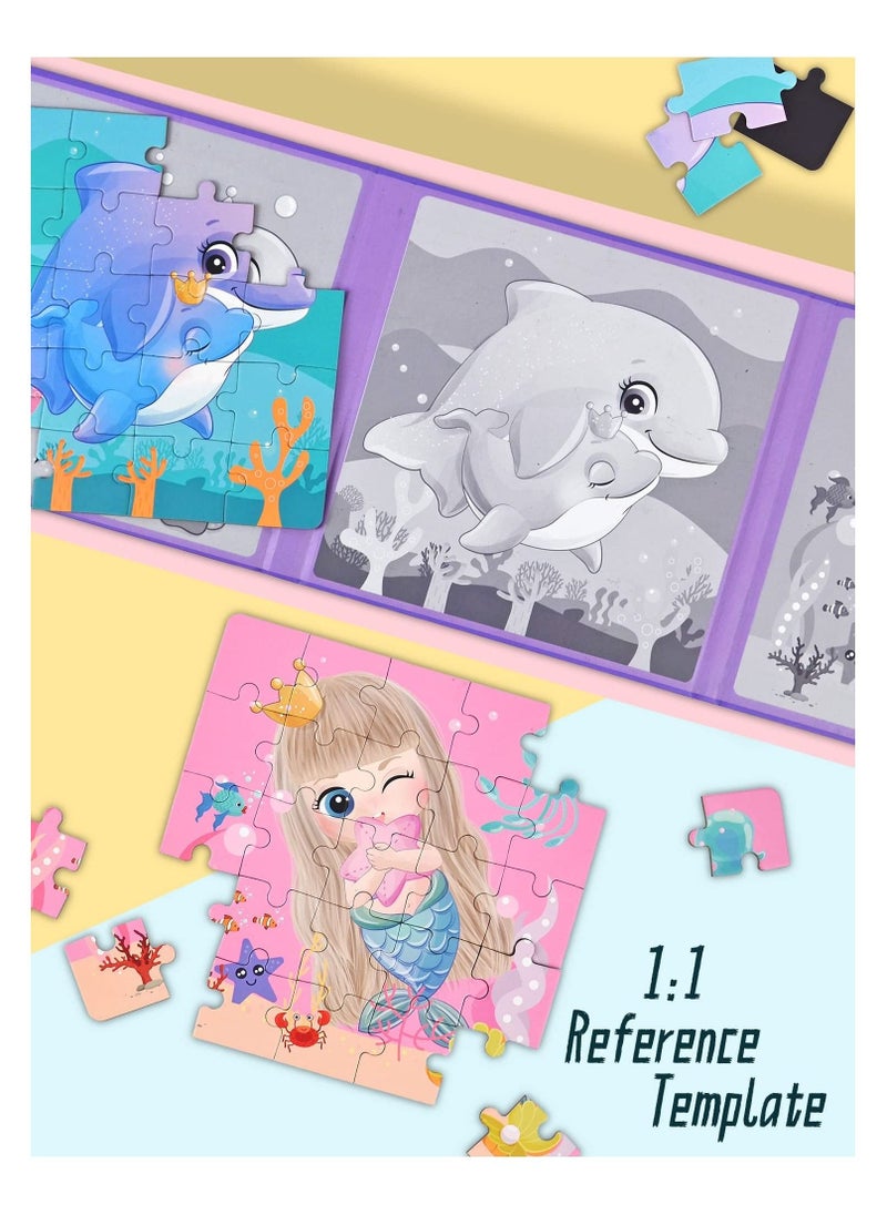 Magnetic Puzzles for Kids, 3 in 1 Jigsaw Puzzles for Toddlers Portable Travel Magnetic Puzzles for Kids 3-5 Years Old Ocean Mermaid Puzzles - Image 2