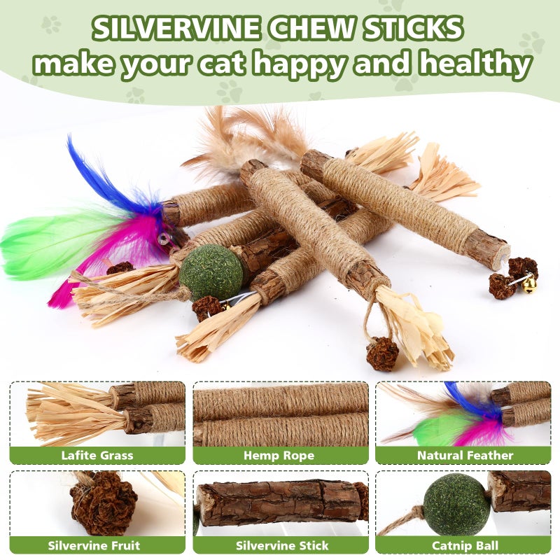 WOUSEDO 27 Pack Catnip Chew Toys for Cats,Cotton Sisal Rope Toys,Cat Natural Silvervine Sticks,for Cat Teeth Cleaning and Dental Care,Interactive Toy for Bored Indoor Cats - Image 4
