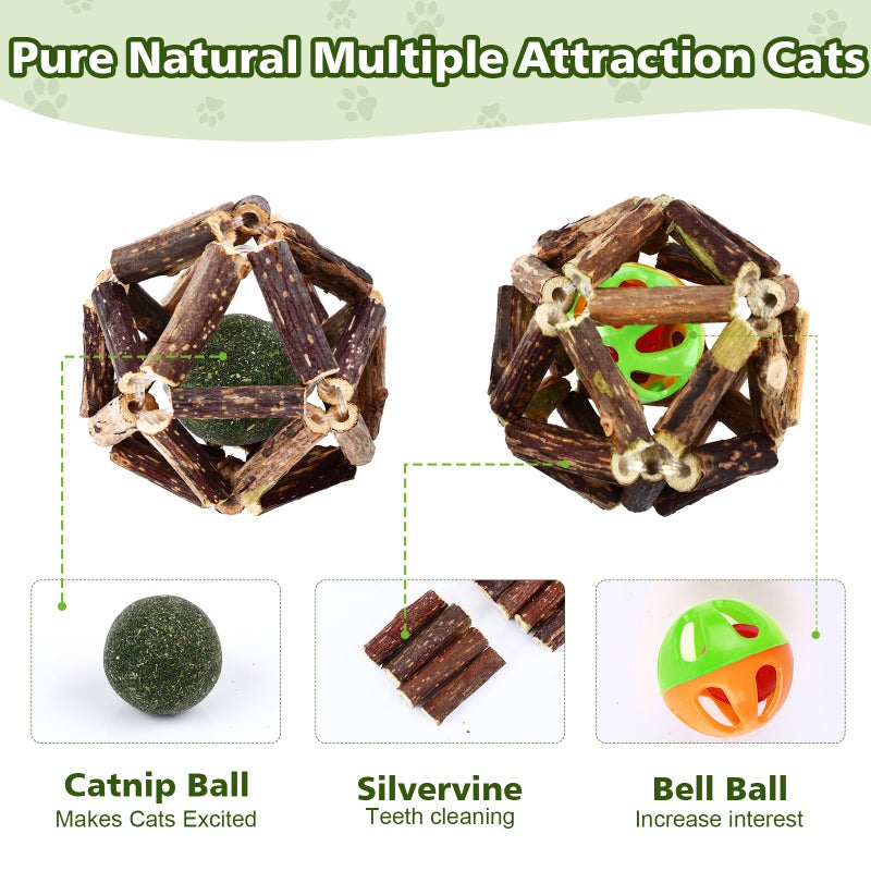 WOUSEDO 27 Pack Catnip Chew Toys for Cats,Cotton Sisal Rope Toys,Cat Natural Silvervine Sticks,for Cat Teeth Cleaning and Dental Care,Interactive Toy for Bored Indoor Cats - Image 3