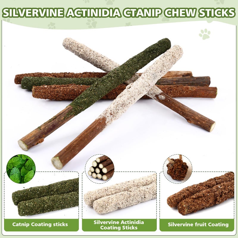 WOUSEDO 27 Pack Catnip Chew Toys for Cats,Cotton Sisal Rope Toys,Cat Natural Silvervine Sticks,for Cat Teeth Cleaning and Dental Care,Interactive Toy for Bored Indoor Cats - Image 5