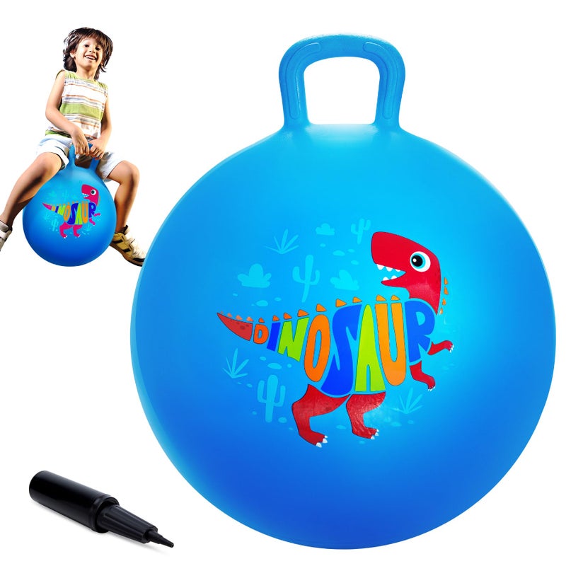ZOOJOY Hopper Ball for Kids18In Bouncy Balls with Handle Blue Dinosaur Indoor Outdoor Boys Toys for Active Play with Pump Easter Basket Stuffers Girls Boys Gifts for 3 4 5 6 7 8Yr Balance Toys - Image 3
