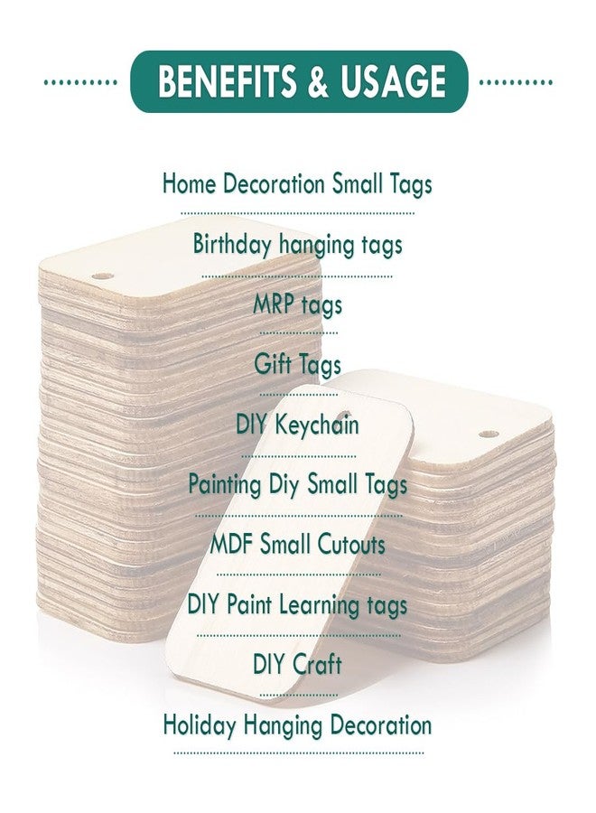 ROOT KRAFT MDF Cutouts | Wooden Cutout for Craft | Pine Wood | Unfinished Tags for Key Chain, Crafts, Xmas, Decorations, Painting | Resin Art Work | MDF Board Cutouts, Rectangle- [50pcs]-[5cmx3.5cm] - Image 2