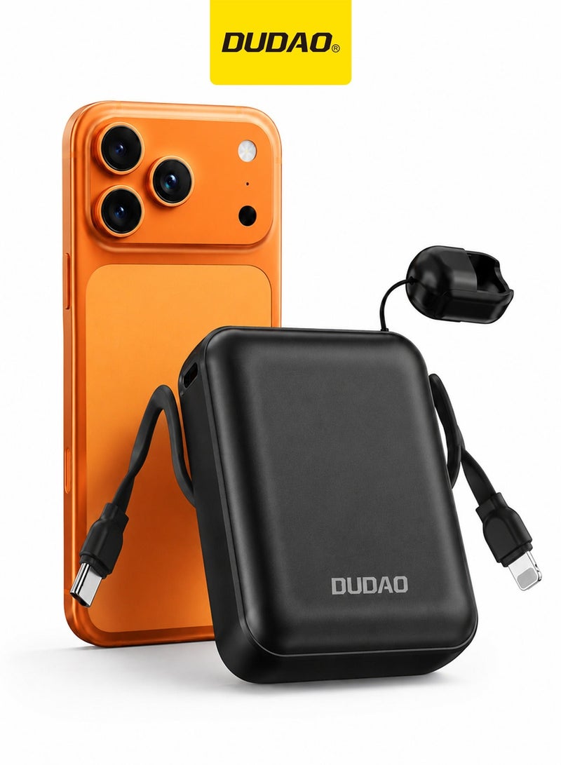 دوداو باور بانك صغير 10000mAh، شاحن متنقل صغير خفيف الوزن للغاية،  بنك طاقة مع كابل شحن سريع مدمج - Image 1