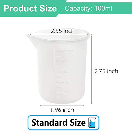Moukiween 10 PCS 100ml Silicone Measuring Cups for Resin Non-Stick Mixing Cups Glue Tools, Precise Scale Toning Cups for Resin DIY Craft Jewelry Making - Image 2
