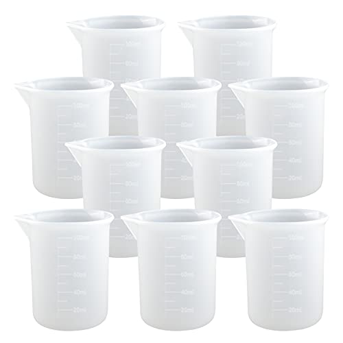 Moukiween 10 PCS 100ml Silicone Measuring Cups for Resin Non-Stick Mixing Cups Glue Tools, Precise Scale Toning Cups for Resin DIY Craft Jewelry Making - Image 1