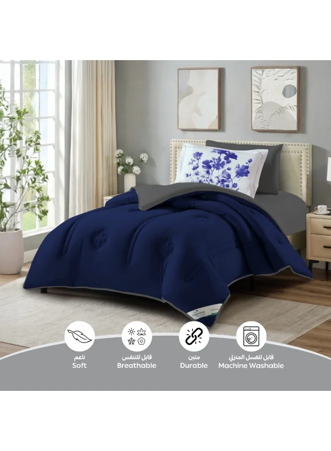 Donetella SINGLE - 4Pcs (140x200) Bedding Comforter Set, Single Size Fits 140x200 cm - 4-Pcs Solid Quilted Bed Set, Microfiber Fabric - 1 Comforter, 1 Fitted Sheet And 1 Pillow Sham, 1 Pillow cases  | Best Price UAE