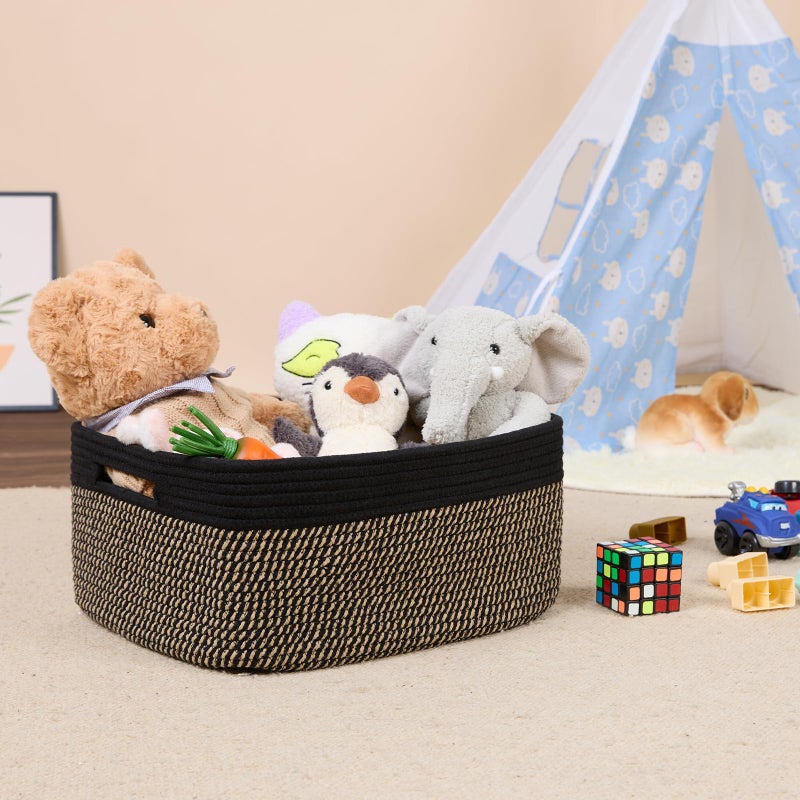 MiniArk Large Storage Baskets for Shelves, Closet Organizers Bins for Clothes Blanket Towels, Baby Nursery, Toy Baskets Box, Woven Rope Baskets, 17 x 13 x 7.5â€, 2 Packs Woven Brown - Image 5