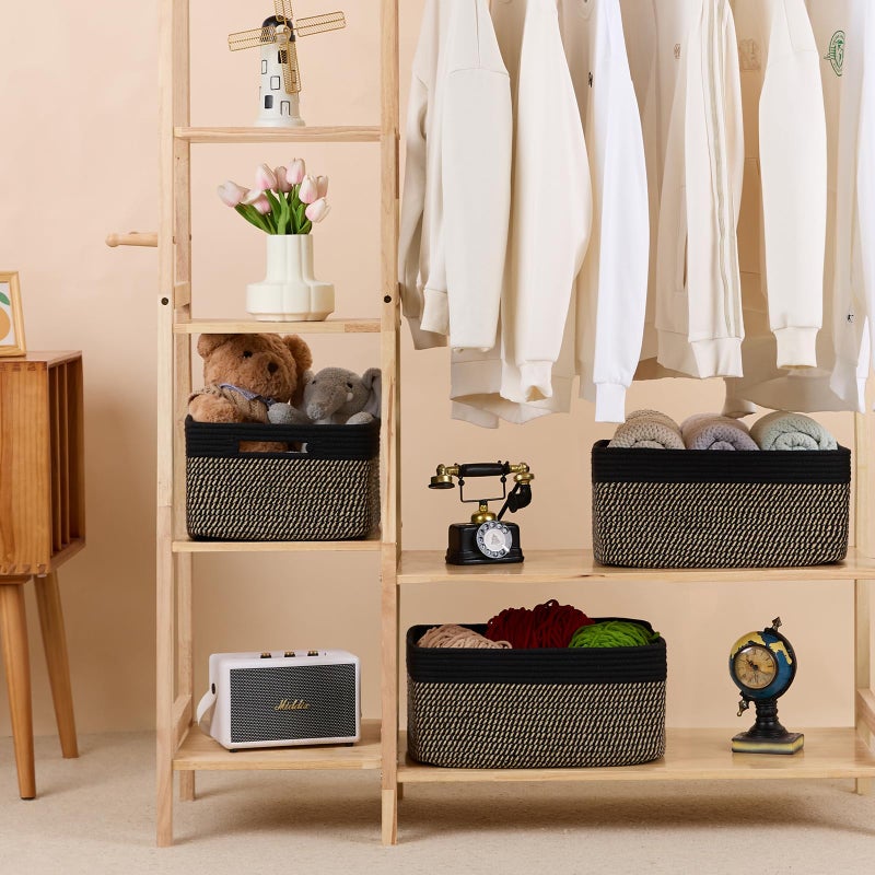 MiniArk Large Storage Baskets for Shelves, Closet Organizers Bins for Clothes Blanket Towels, Baby Nursery, Toy Baskets Box, Woven Rope Baskets, 17 x 13 x 7.5â€, 2 Packs Woven Brown - Image 3