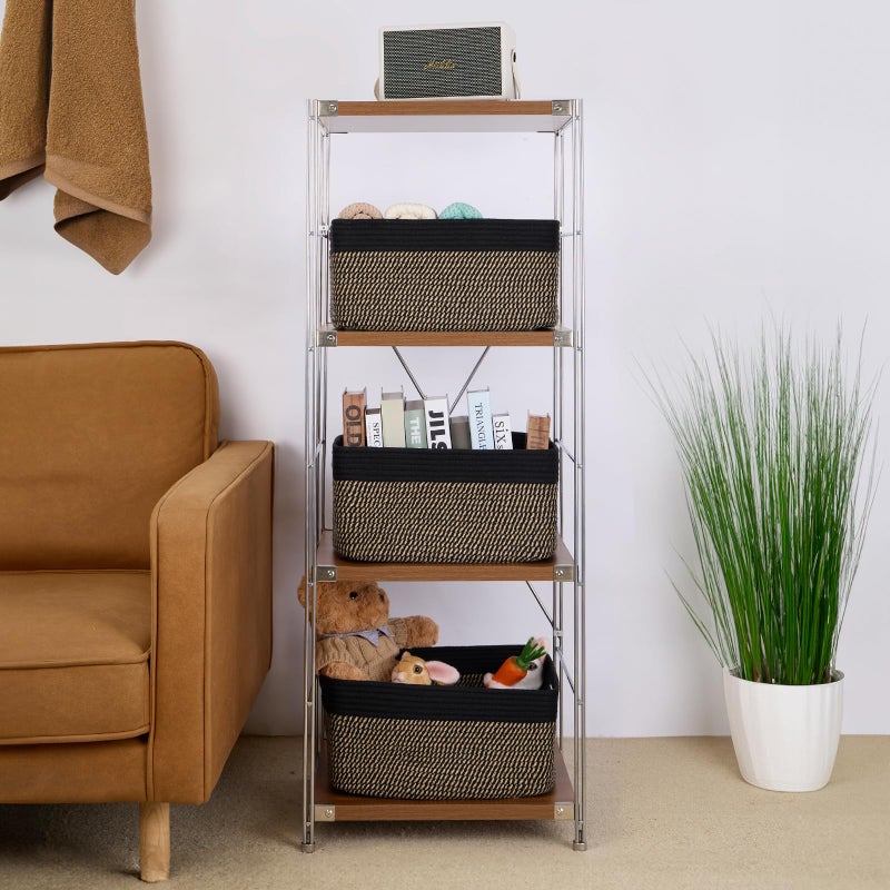 MiniArk Large Storage Baskets for Shelves, Closet Organizers Bins for Clothes Blanket Towels, Baby Nursery, Toy Baskets Box, Woven Rope Baskets, 17 x 13 x 7.5â€, 2 Packs Woven Brown - Image 4