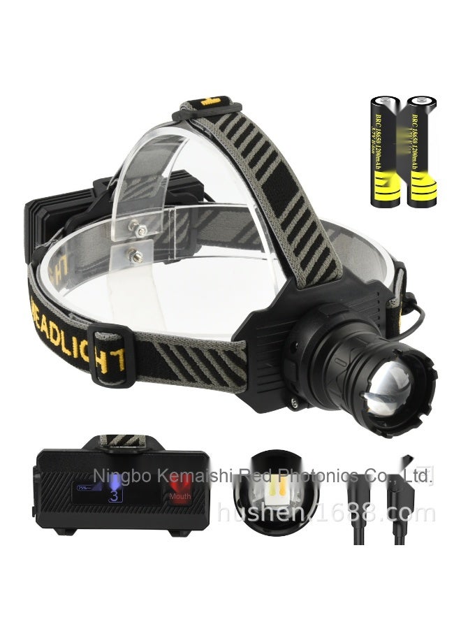 NIBEMINENT High-Contrast White Laser Headlamp - Adjustable Focus Rechargeable LED Headlight with Yellow and White Dual Light Source