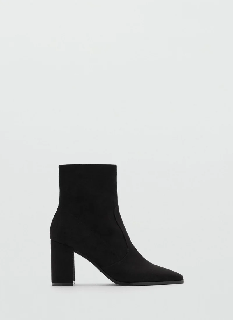 MANGO Suede Block Heel Ankle Boot