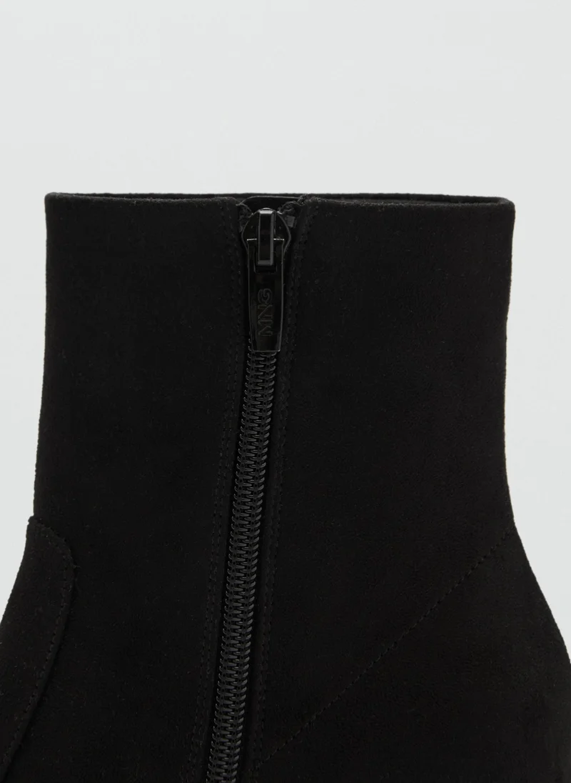 MANGO Suede Block Heel Ankle Boot