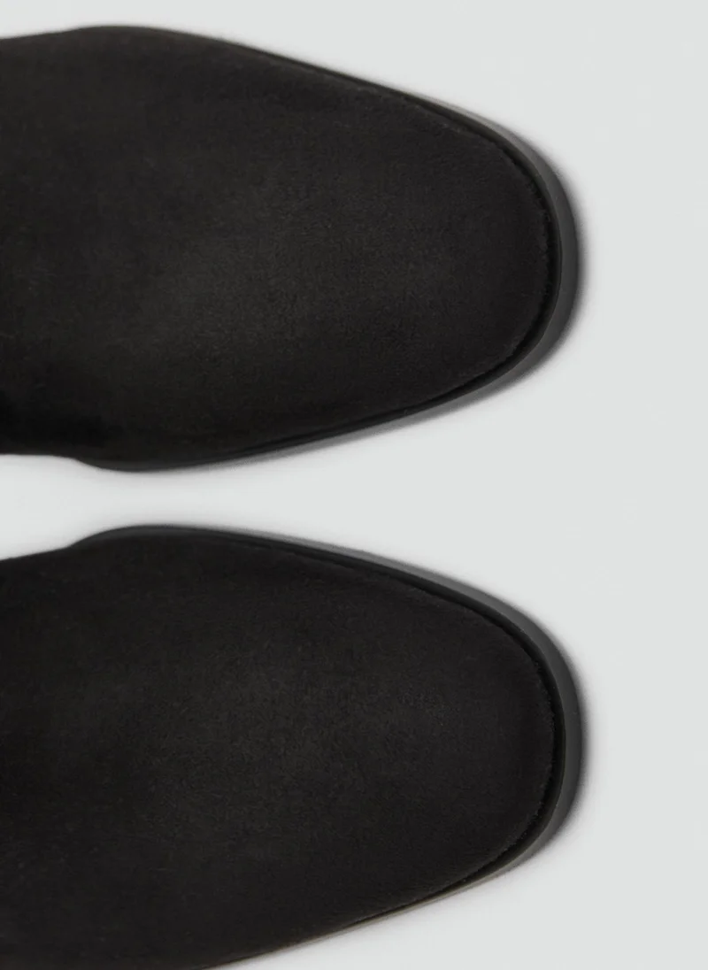 MANGO Suede Block Heel Ankle Boot