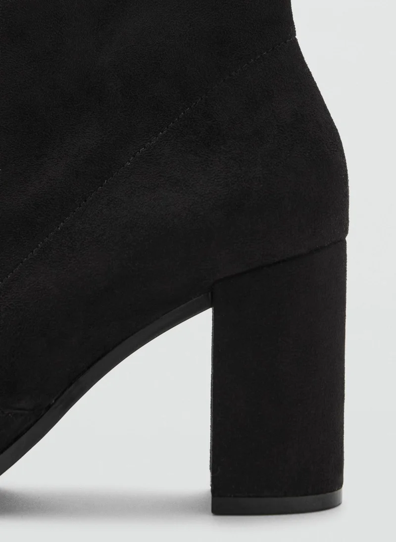 MANGO Suede Block Heel Ankle Boot