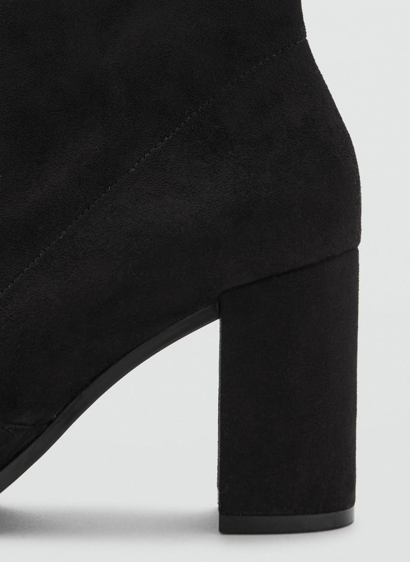 MANGO Suede Block Heel Ankle Boot  - Image 3