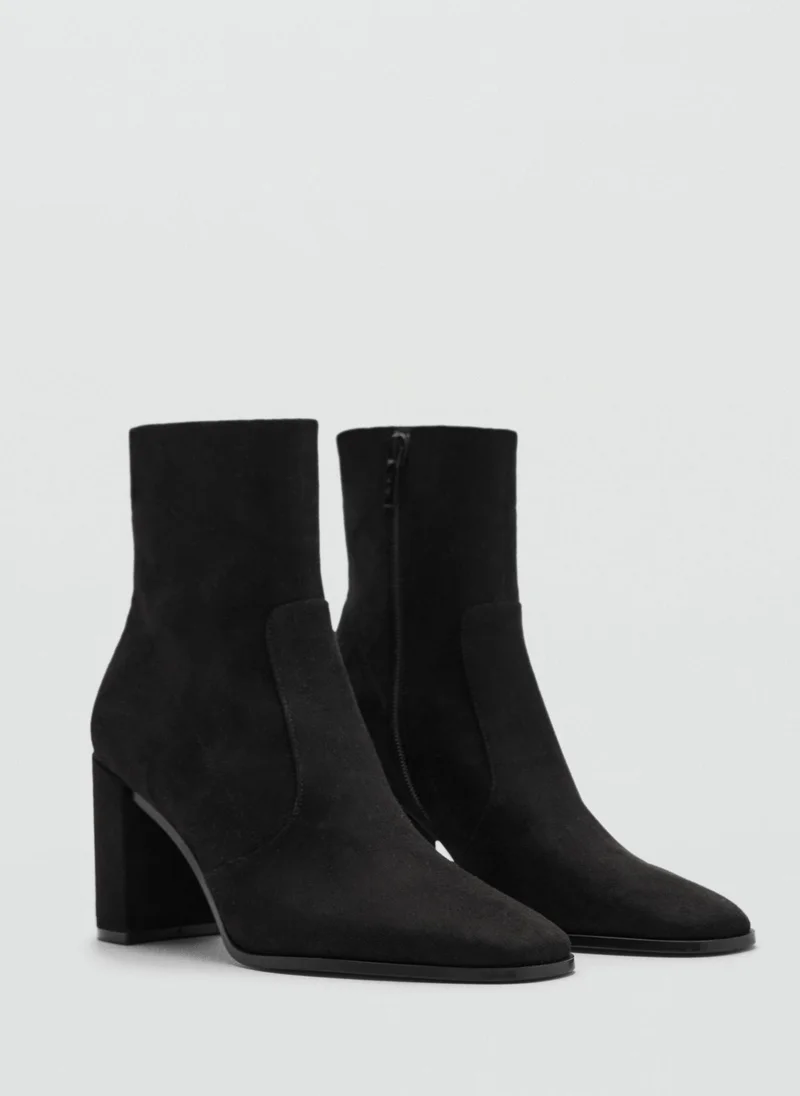 MANGO Suede Block Heel Ankle Boot