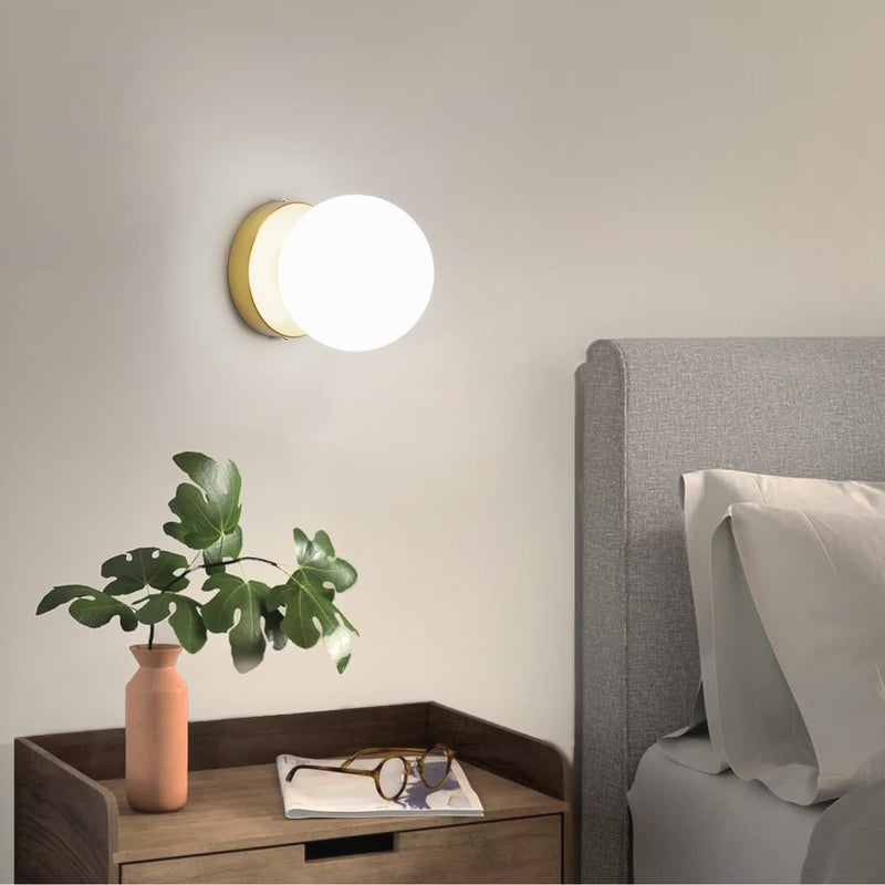 Improvhome Gold Wall Sconces Set of Two Modern Globe Wall Light Fixture Gold Sconces for Bedroom Living Room Bathroom Hallway Stair Exclude Bulb Pack of 1