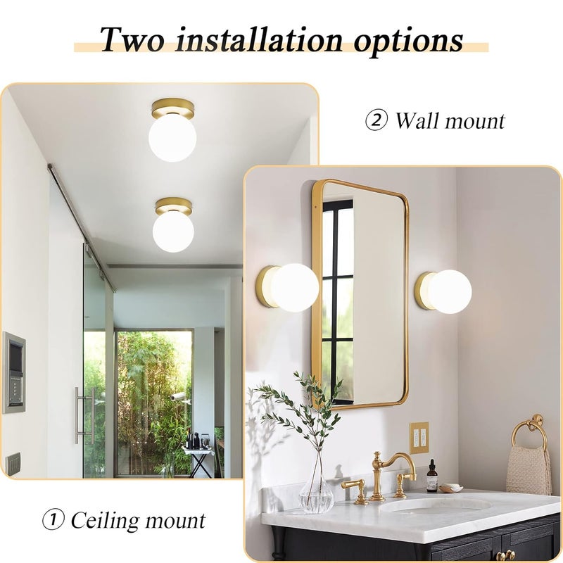 Improvhome Gold Wall Sconces Set of Two Modern Globe Wall Light Fixture Gold Sconces for Bedroom Living Room Bathroom Hallway Stair Exclude Bulb Pack of 1