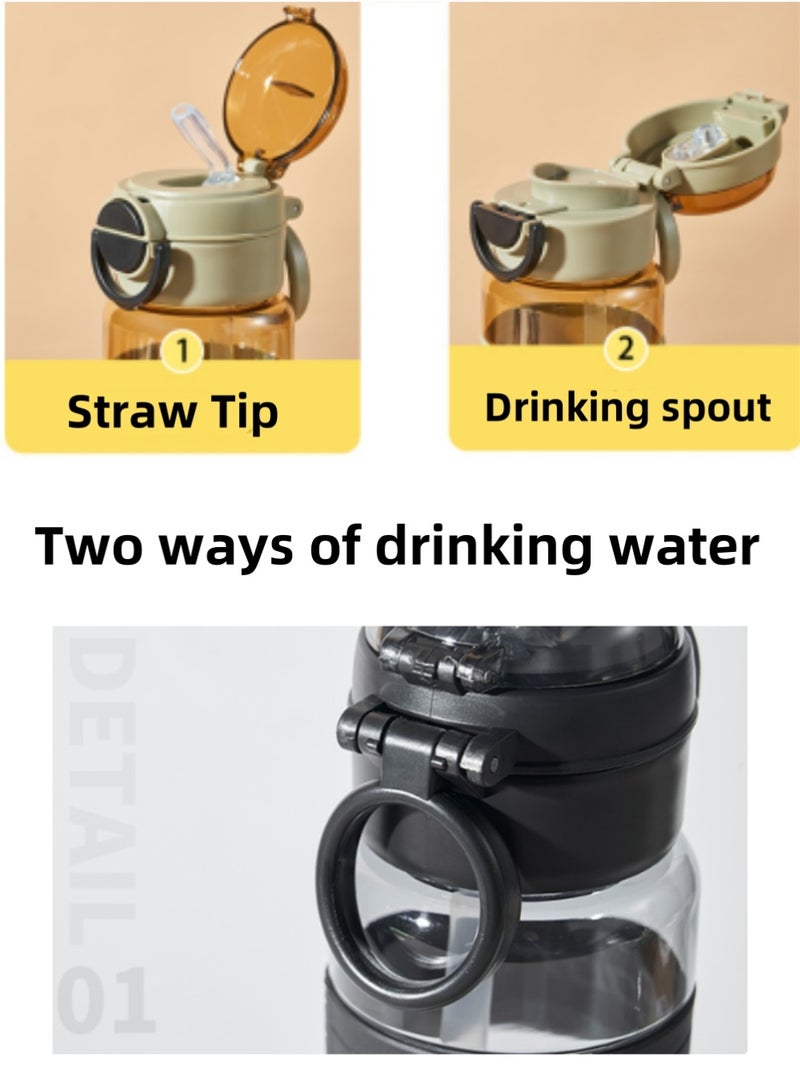 سبورت زجاجة ماء للأطفال بسعة 870 مل مع مصاصة، مقاومة للتسرب وخالية من مادة BPA - زجاجة ماء مدرسية مثالية للأولاد والبنات بمقبض حمل، زجاجة ماء رياضية للطلاب - Image 2