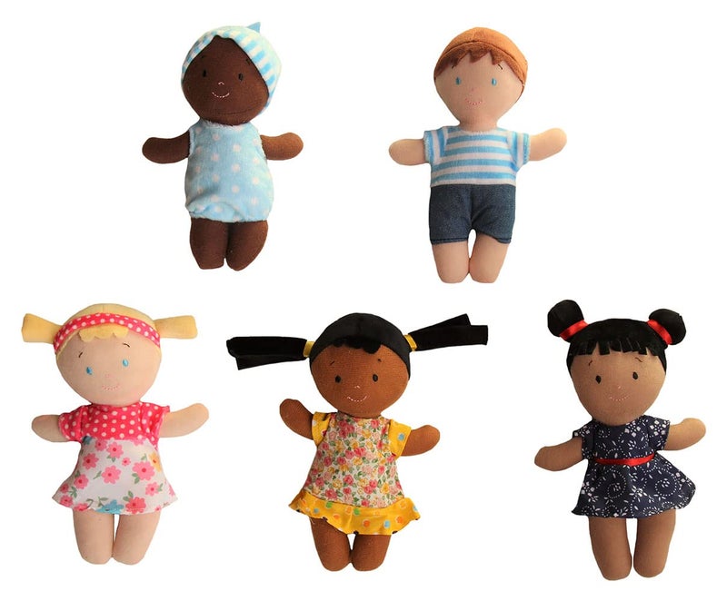 Snuggle Stuffs Basket of Buddies Plush Diversity Multicultural Ethnic Dolls | Diversity Toys for Toddlers | Soft Multicultural Dolls for Preschool Classroom, Daycare or at Home | Set of 5-8" - Image 3