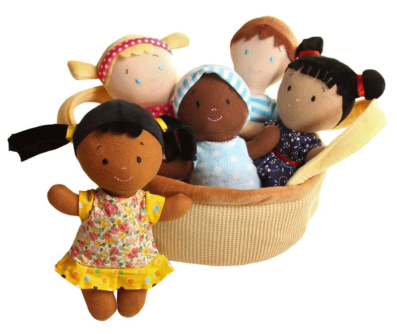 Snuggle Stuffs Basket of Buddies Plush Diversity Multicultural Ethnic Dolls | Diversity Toys for Toddlers | Soft Multicultural Dolls for Preschool Classroom, Daycare or at Home | Set of 5-8" - Image 2