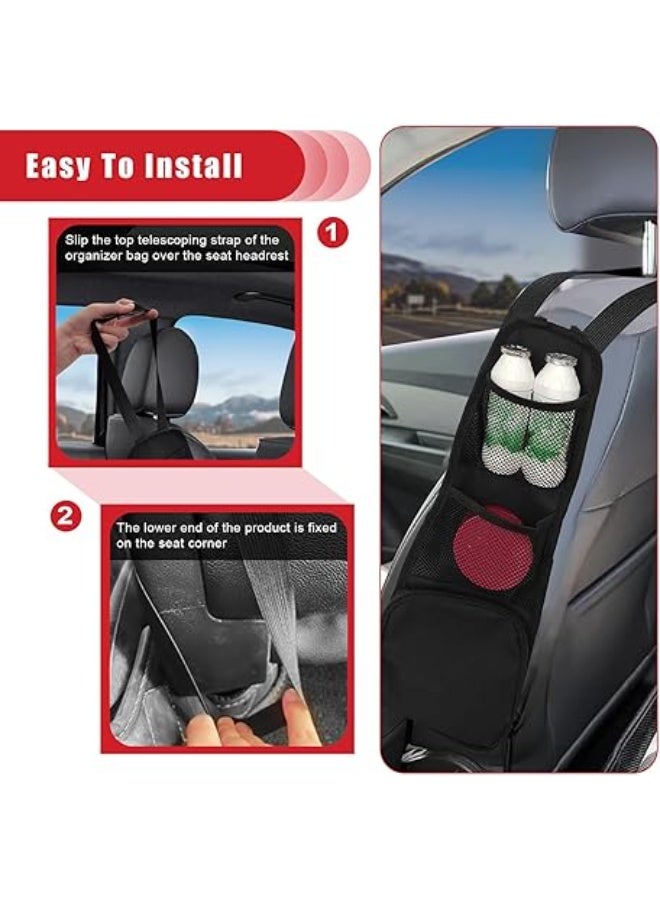 حقيبة تخزين معلقة لمقعد السيارة - 2 قطعة مع جيوب متعددة لحمل الهاتف والنظارات - Image 5