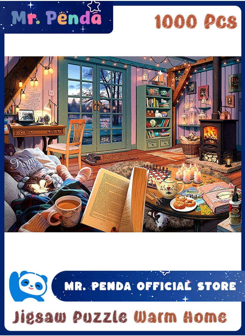 Mr. Penda 1000 Pieces Cozy Retreat Puzzles, Kids DIY Toys for Creative Gift Home Decor, Difficult Challenge Jigsaw Puzzle for Kids and Adults (Warm Home)  - Image 1