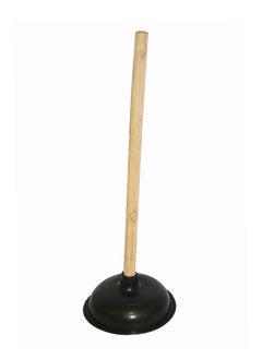 Drain plunger to unclog drains and sinks with wooden handle