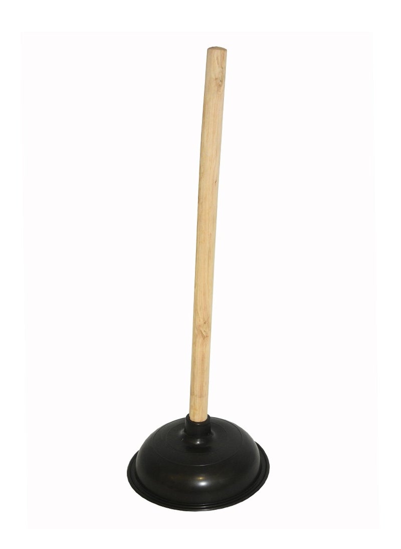 HF - Drain plunger to unclog drains and sinks with wooden handle - Image 1