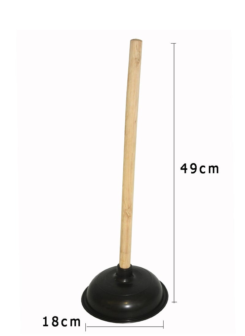HF - Drain plunger to unclog drains and sinks with wooden handle - Image 1