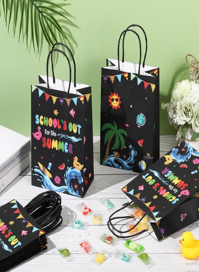 Kolldenn 24 Pcs End of the Year Party Bags Snacks Treat Candy Summer Gift Goodie Paper Bags with Handles for Summer Theme Party Favors Decorations Supplies - Image 2