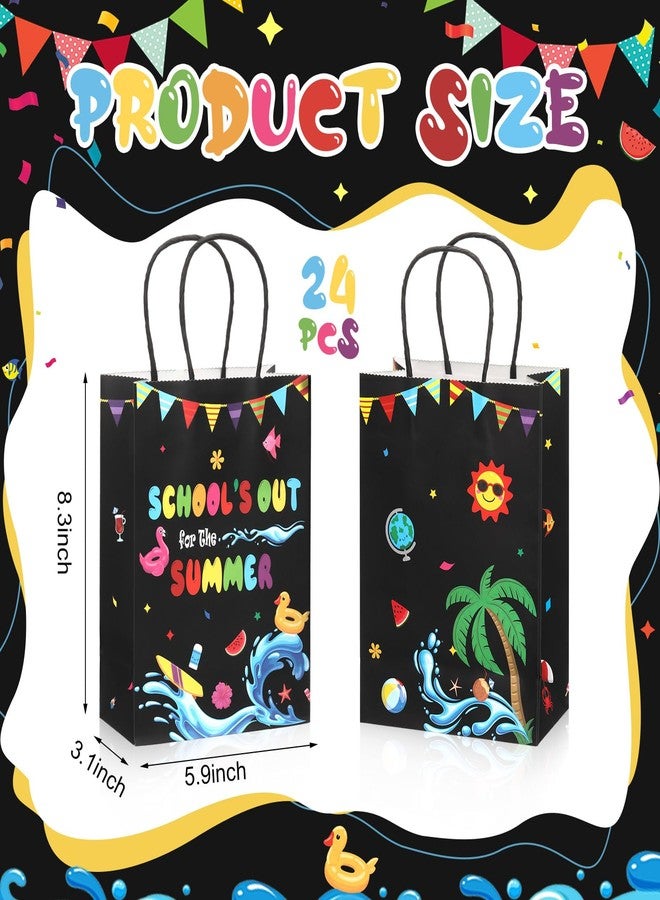 Kolldenn 24 Pcs End of the Year Party Bags Snacks Treat Candy Summer Gift Goodie Paper Bags with Handles for Summer Theme Party Favors Decorations Supplies - Image 3