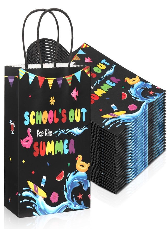 Kolldenn 24 Pcs End of the Year Party Bags Snacks Treat Candy Summer Gift Goodie Paper Bags with Handles for Summer Theme Party Favors Decorations Supplies - Image 1