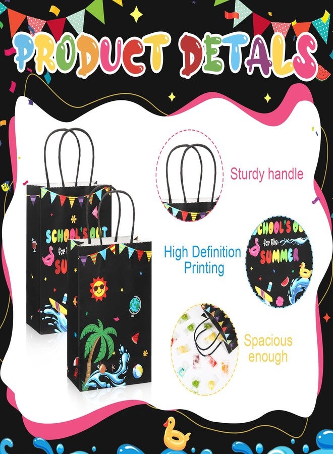 Kolldenn 24 Pcs End of the Year Party Bags Snacks Treat Candy Summer Gift Goodie Paper Bags with Handles for Summer Theme Party Favors Decorations Supplies - Image 4