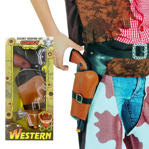 GAGIFT WORLD Cowboy Toys Classic Toy Gun and Holster Set for Adults Fake Revolver and Adjustable Belt Western Costume Accessory for Men Novelty Gifts for Halloween - Image 1