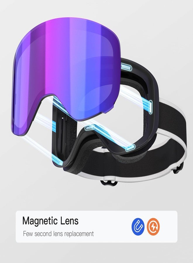 MAMBAOUT Ski Goggles with Magnetic Lens, Kids Snowboarding Goggles for Boys Girls, Anti Fog UV Protection Age 3-14 - Image 3