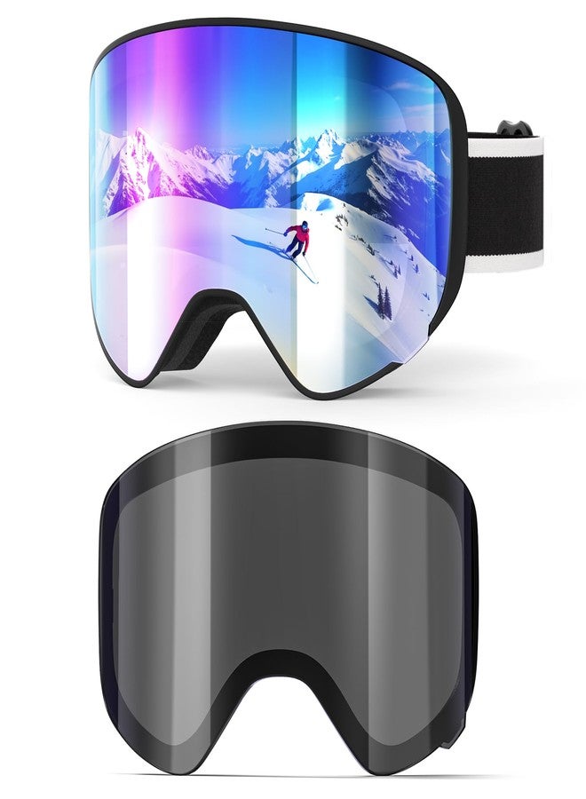MAMBAOUT Ski Goggles with Magnetic Lens, Kids Snowboarding Goggles for Boys Girls, Anti Fog UV Protection Age 3-14 - Image 1