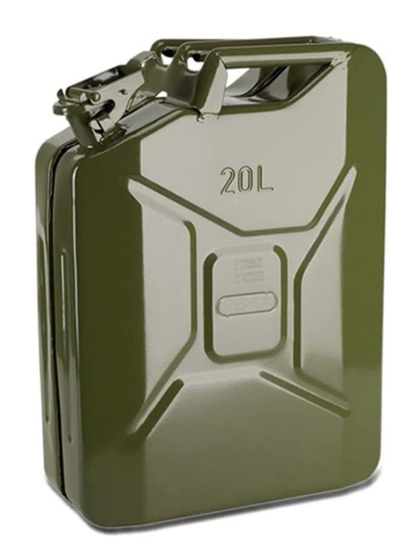 RACO Fuel Can for Gasolline, Diesel and Other Liquids Metal Jerry Can Green Made in Taiwan (20 Liters) - Image 1