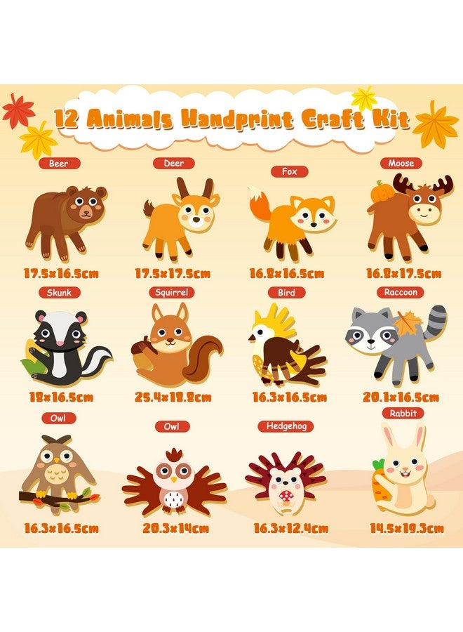 WATINC 12Pcs Woodland Animal Handprint Art Craft, Rabbit Hedgehog Owl Easy DIY Kit, Forest Animals Themed Arts Supplies Preschool Classroom Hand Print Christmas Activity Party Favors - Image 3