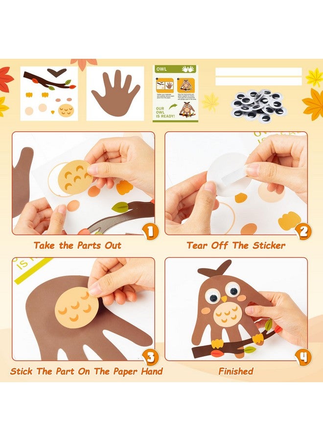 WATINC 12Pcs Woodland Animal Handprint Art Craft, Rabbit Hedgehog Owl Easy DIY Kit, Forest Animals Themed Arts Supplies Preschool Classroom Hand Print Christmas Activity Party Favors - Image 5