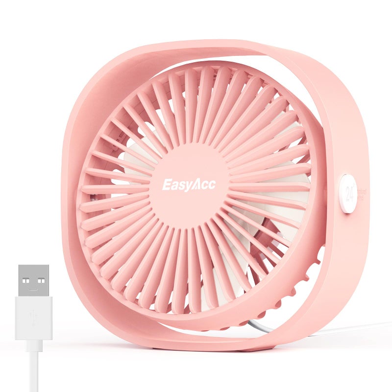 EasyAcc USB Small Desk Fan Slumber Pod Fan 360Rotatable Head Powerful  3 Speeds Portable Personal Table Travel Fan for Sleeping Desk Cruise Ship Dorm Bedroom Office Office No Battery