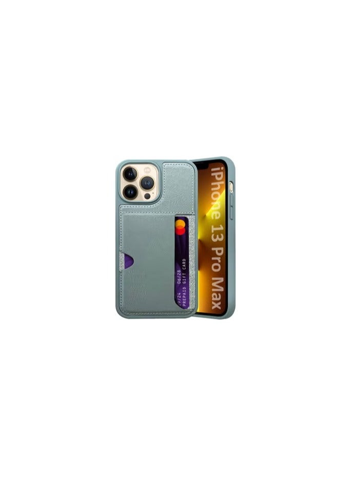 CATANES iPhone 13 Pro Max 3Packs Case Leather Antifingerprint Cover with Wallet Card Slot Shell, Side Insert Card Holder, Anti Fall Protection - Grey 