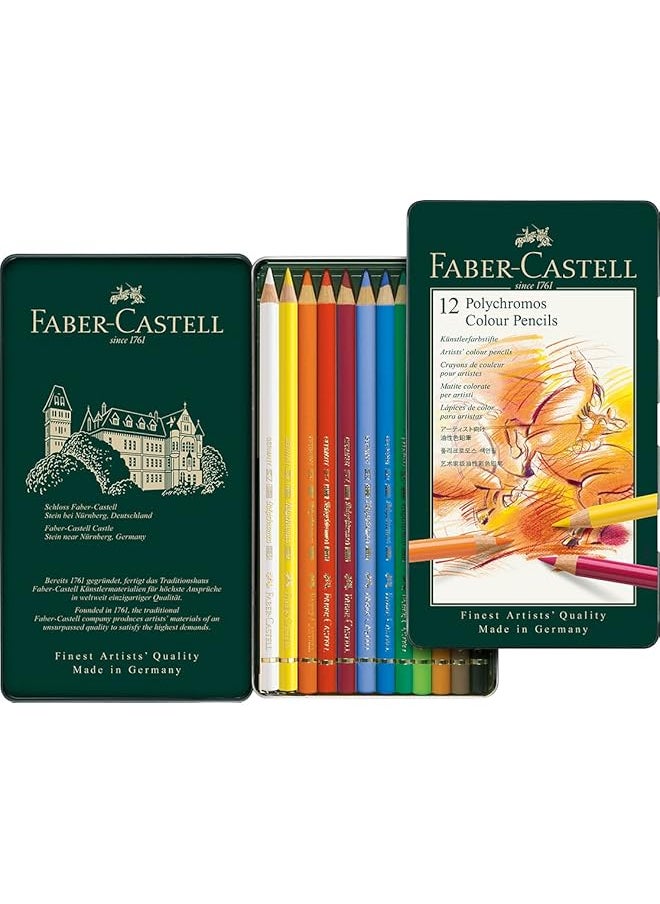 FABER-CASTELL - Polychromos Color Pencil 12 Pieces Assorted Colour - Image 1
