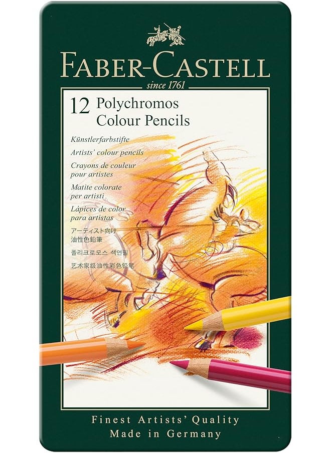 FABER-CASTELL - Polychromos Color Pencil 12 Pieces Assorted Colour - Image 1