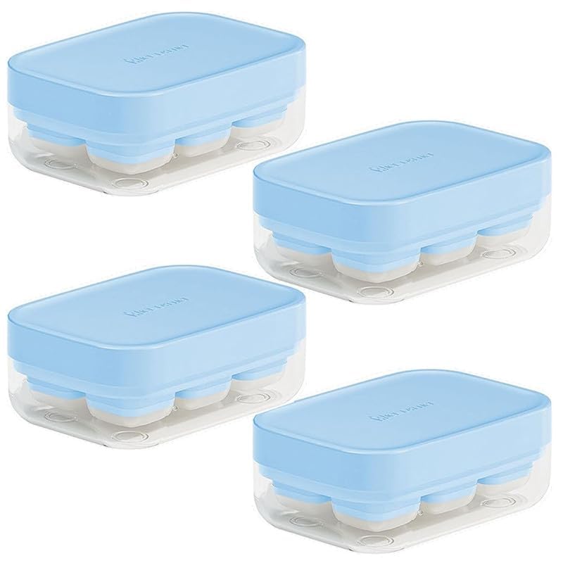NAIDEV Ice Cube Tray Silicone Tray Large Capacity for Home Bar Use Small Freezer Frozen Mold High and Low Temperature Resistance Ice Mold Practical for DIY Molds Food Cake Molds Set of 4 - Image 1